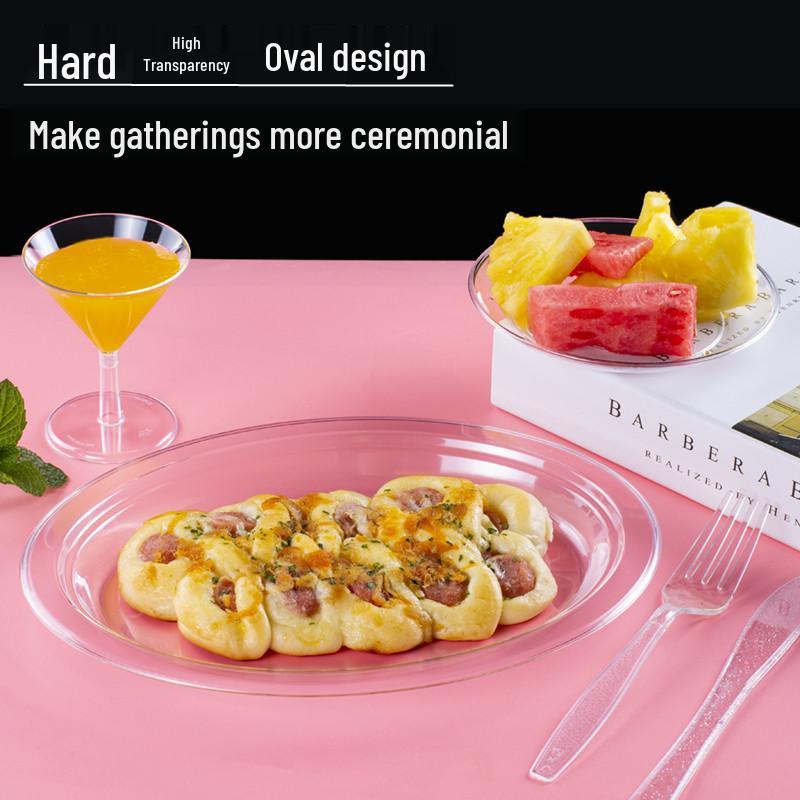 Thickened Transparent PS Plastic Plates - Crystal Butterfly Design for Steak, Fruit & More