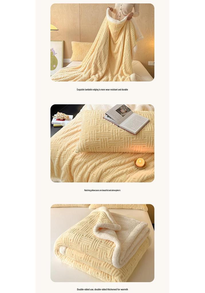 Soft Jacquard Lambswool Cotton Fleece Blanket for Autumn/Winter