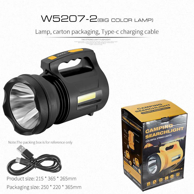 Searchlight Waterproof Outdoor With Colorful Strip Led Light High-Power Long-Range Multi-Function Portable Lamp with USB