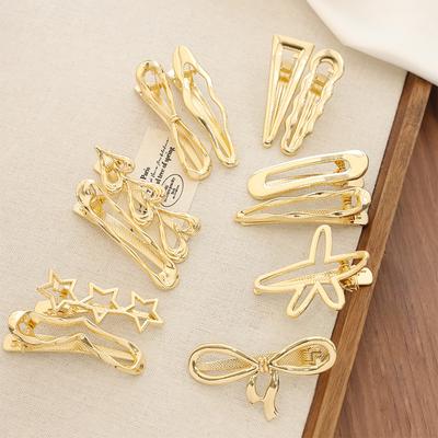 Exquisite Gold Silver Metal Hollow Hair Clips Sweet Cool Bangs Clip Forehead Broken Hair Duckbill Clip Hairpin Style Headdresses