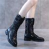 Fashion Summer Hollow Black Mesh Cool Boots Female New Mid Heel Large Cool Boots European American Sandals Women Platform Heels