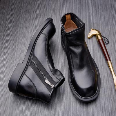 2021 Leather Chelsea Boots Men'S Black Business Medium And High Top Short Boots Round Head British Martin Boots Men'S