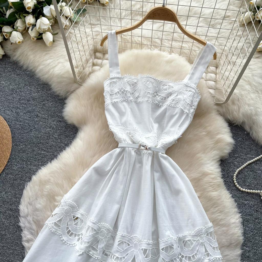Runway Elegant Formal Luxury Evening Dresses Women Summer Embroidery Lace Short Dress Female Hollow Out Crochet Short Dress