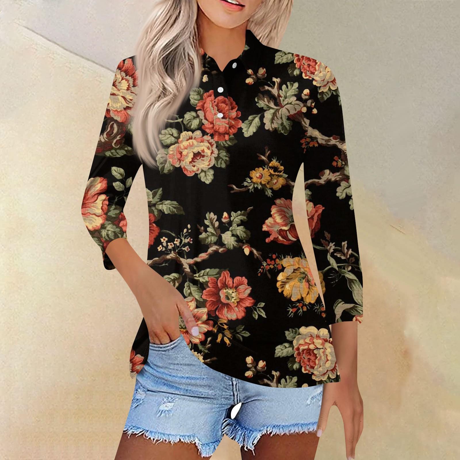 

Женская модная повседневная рубашка с отворотом и рукавом 3/4, женские топы на пуговицах L оранжевый