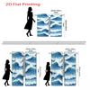 Set Of 2 Flat Printed Curtains Blue White Ocean Wave Pattern Home Decor Style Polyester Fabric Curtain Made With Rod Pocket