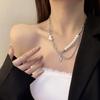 "European & American Double-Layer Love Necklace: Hip-Hop Inspired Long Sweater Chain for Women"