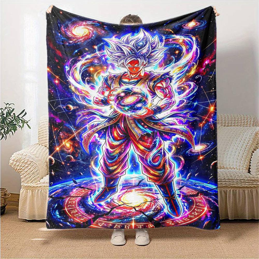 Goku Anime Print Flannel Blanket High Quality Warm Comfortable Cover for All Seasons Perfect for Gifts Home Decor