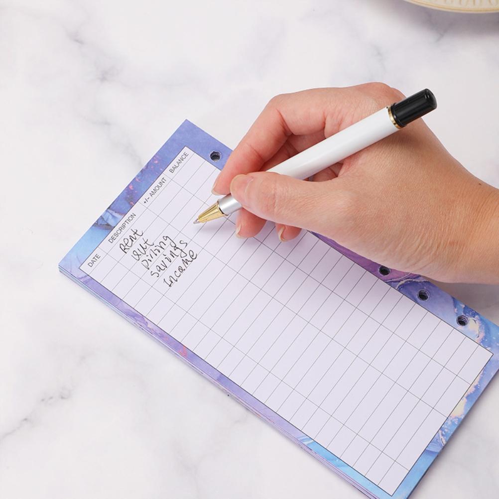 A6 PU Leather Budget Binder A6 Notebook Binder for Budgeting Money Saving Folder Marble Pattern Corner Protector Light