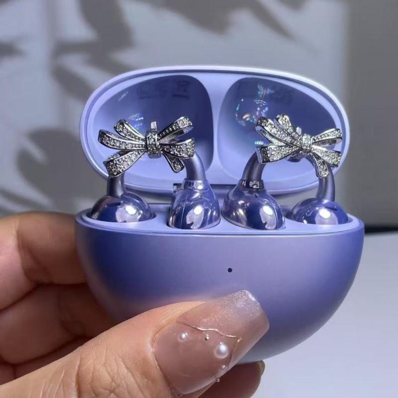 2Pcs Luxury Headphone Accessories Butterfly Zircon Anti-Loss Ear Clip For Wireless Earphones Jewelry