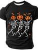 Funny Skeleton Pumpkin Halloween Graphic T-shirt Men Women 3D Printed Short Sleeve Graphic Tee Casual Streetwear Top Polyester