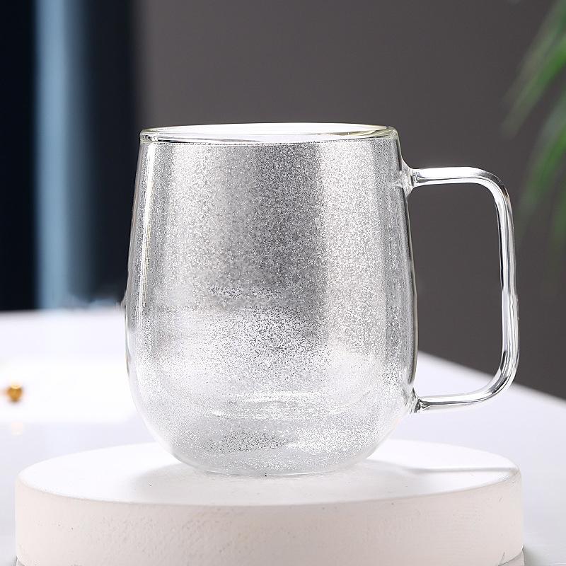 Double Wall Glass Cup with Handle Heat Resistant Tea Coffee Cups Espresso Milk Mug