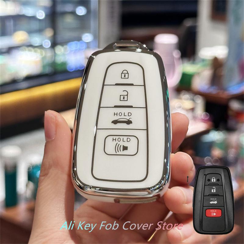 For Toyota Key Fob Cover For 2020-2024 Highlander 2018-2024 RAV4 Camry C-HR Corolla Avalon Prius Key Shell Case Keychain
