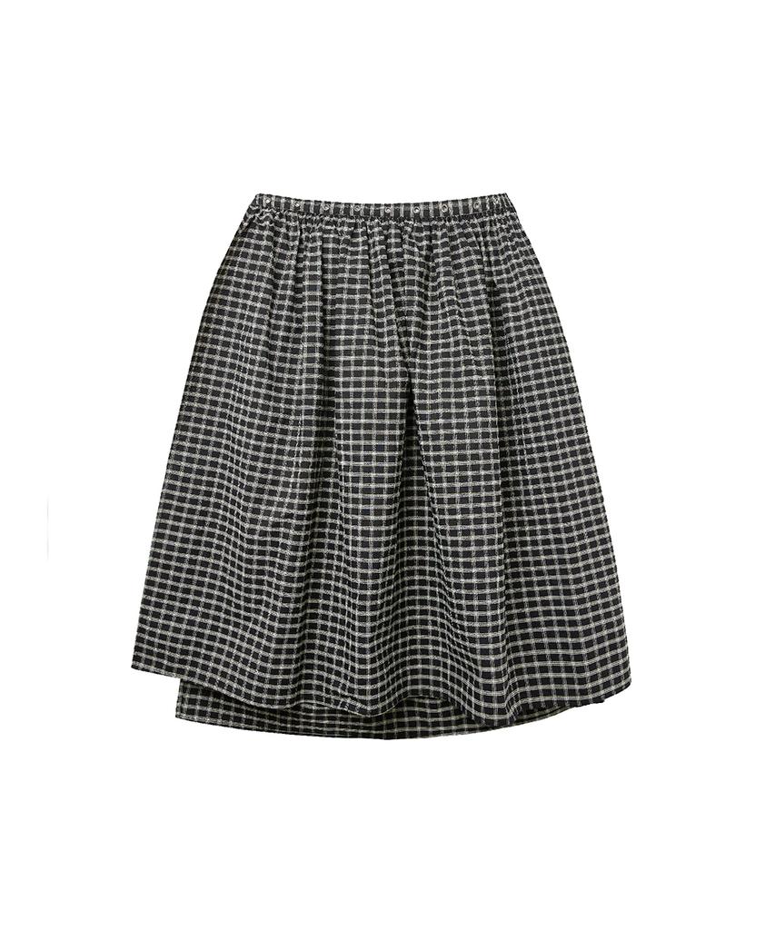 Lense Eyelet Layered Skirt Black Check