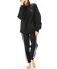 ON NISHIKI Sweatshirt Long Sleeves and Cotton Warm Loungewear for Winter and Fall Women's Fleece-Lined Set, Pants, Blend, (Black/M/77326)