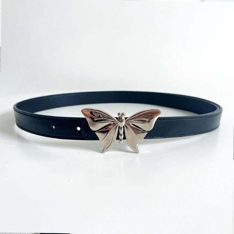 

Millennium Spice Girl Belt Women S Metal Butterfly Buckle Women S Belt Simple Decorative Jeans Tide Black 105 чёрный