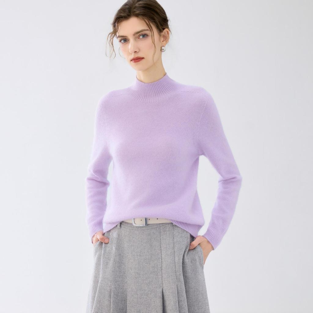 Lekasha Women's Cashmere Half-High Neck Knitted Sweater