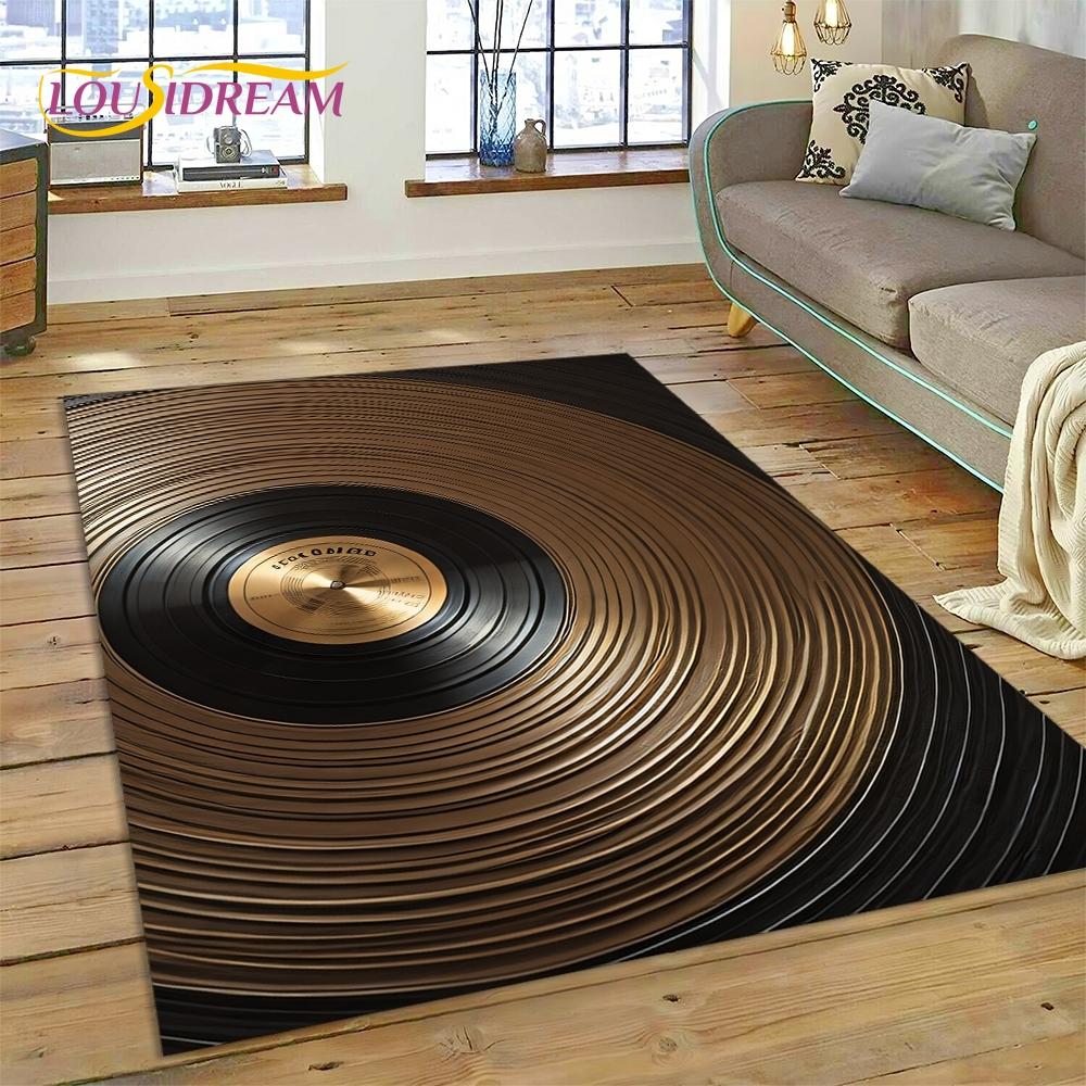 Vinyl Record Music DJ Screen Tape Rug Carpet for Living Room Bedroom Home Decor,Floor Mat Non-slip Decoration for Sofa Doormat