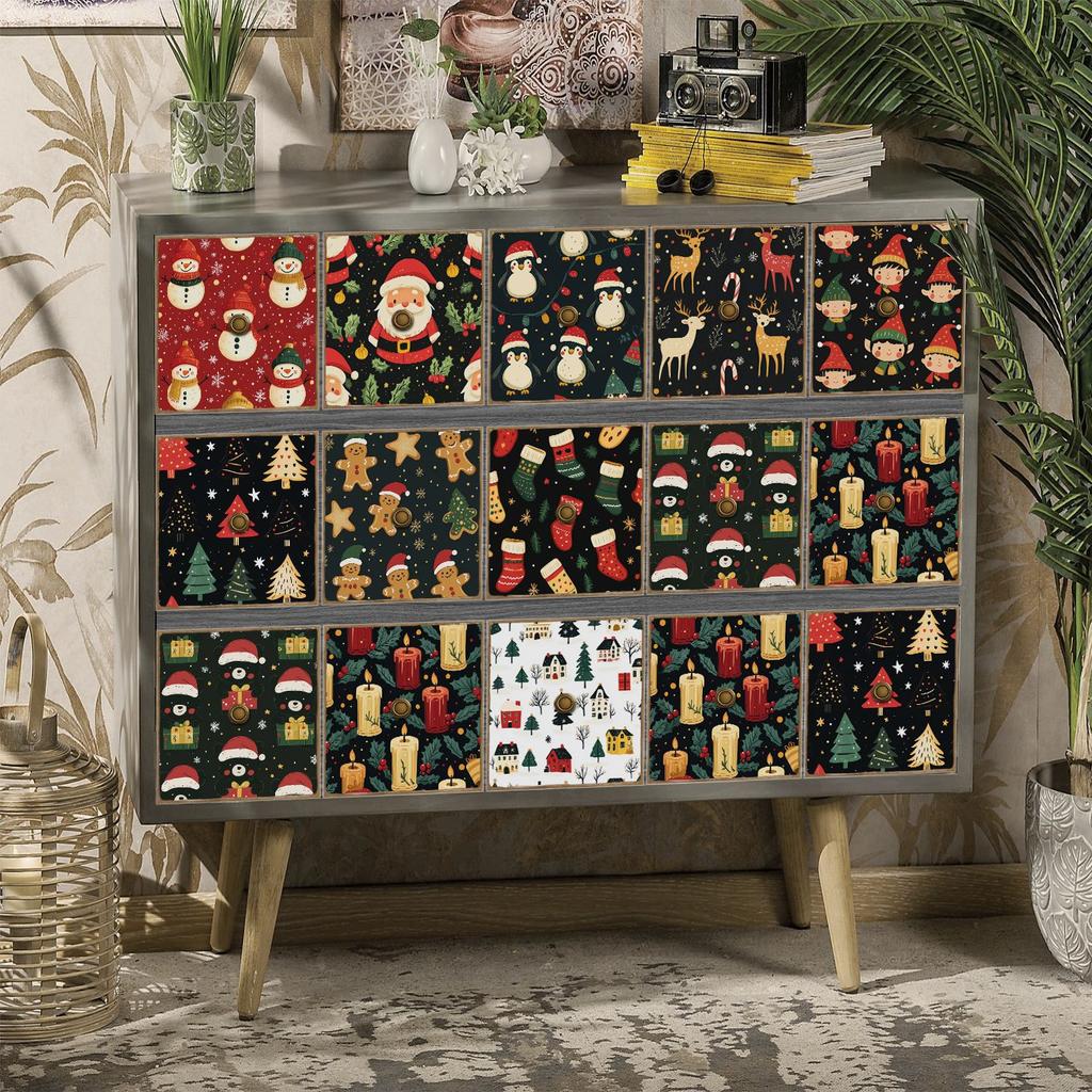 24pz Elementi Natalizi Classici Vintage Adesivi Piastrelle Ceramiche Bagno Cucina Soggiorno Autoadesivi Decorativi