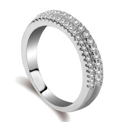 Copper Jewelry Women's Rings European and American Pair Rings Personalized Zircon Three Row Diamond Ring for Women