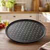 Set di Teglie per Pizza Perforate da 9/10/11/12/14 Pollici Strumenti da Forno in Acciaio al Carbonio Croccante e Bollicine