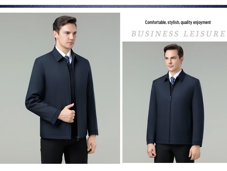 Brand Men's Cold-Proof Cotton Jacket: Autumn Winter Business Casual Non-Iron Warm Silk Coat for Middle-Aged Men
