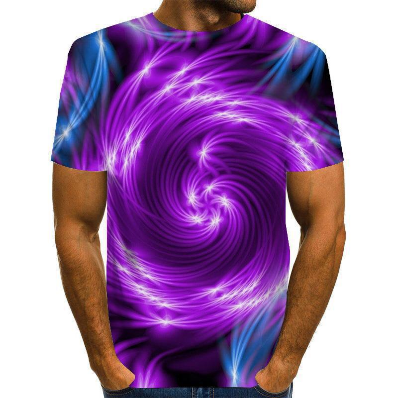 Summer Round Neck 3D Creative Vision Print Top Fashionable Casual Short Sleeved Men's T-shirts