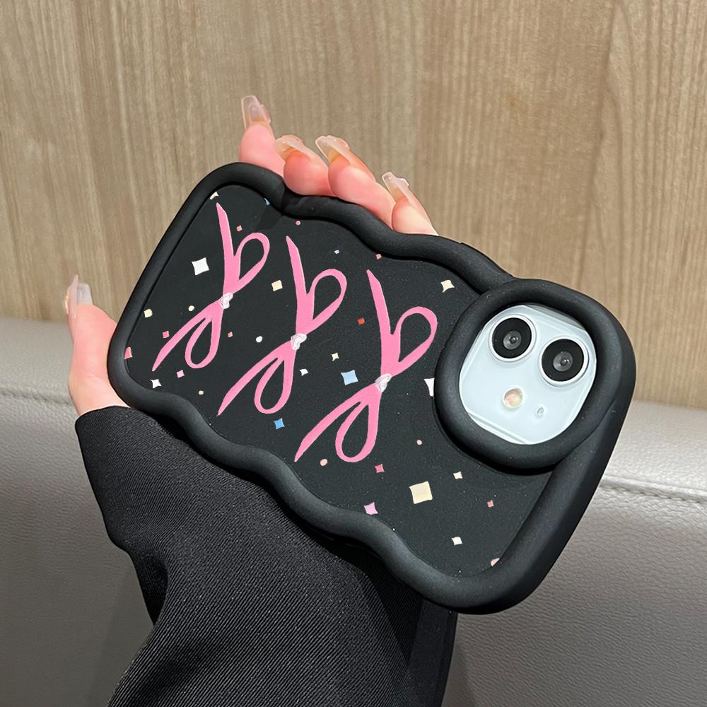Bow Pattern Phone Cover for iPhone 11 12 13 14 15 Pro Max 6 6S 7 8 Plus Xs Wave Edge Shockproof Protective Rubber Case
