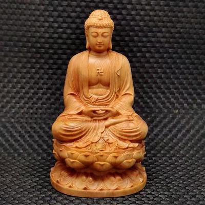 Natürlicher Cliffwood Buddha sitzend Shaka Nyorai Körper Geeignet für die und Zen Haupt Glücksbringendes Spirituelles Feng Shui Ornament Statue, (Shaka Nyorai),