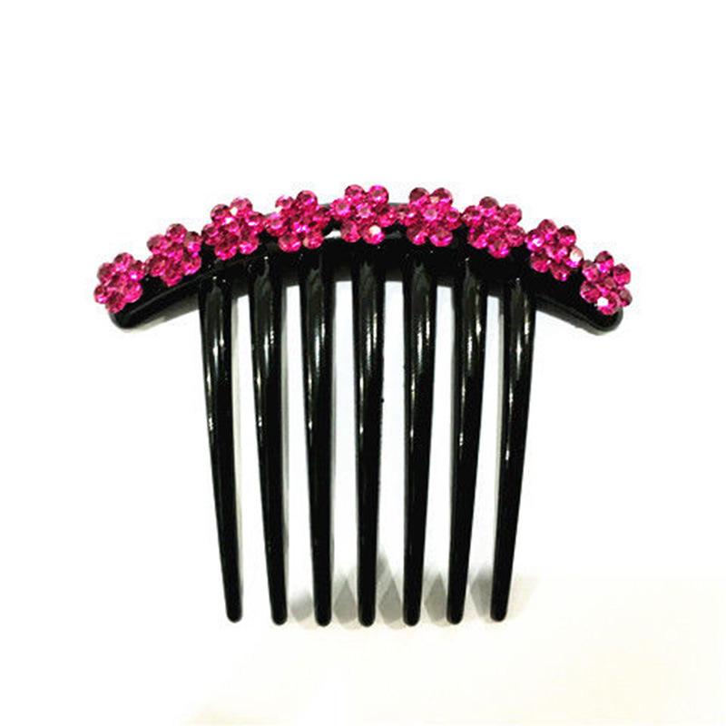 Korean Style Rhinestone Flower Hair Comb - Seven-Tooth Large Hairpin Accessory