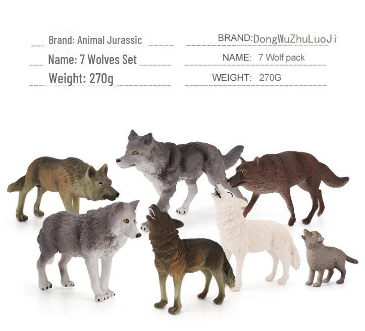

9-элементная симуляция парка дикой природы: Набор фигурок волка-самца, воющего волка, белого волка и волчонка