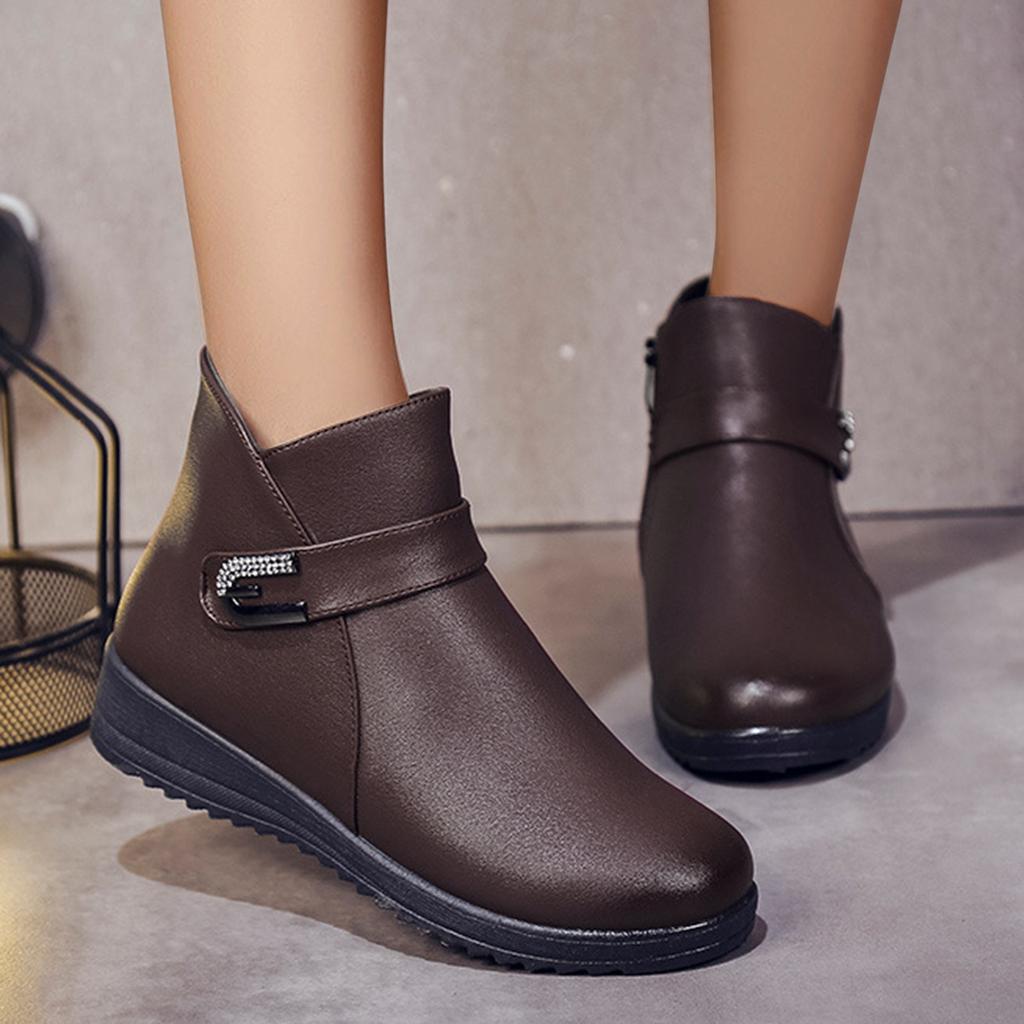 Boots Flat Color Short Retro Breathable Fashion Shoes Zipper Women's women's boots Womens Boots Size 12