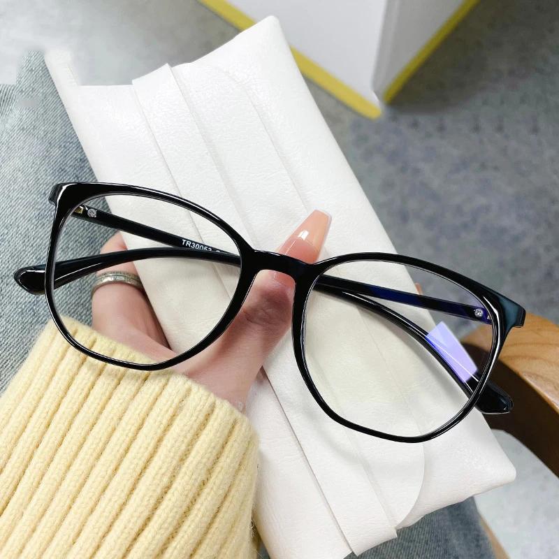 Women's Blue Light Blocking Short-sighted Glasses Fashion Round Frame Myopia Glasses Optical Prescription Minus Diopter Glasses