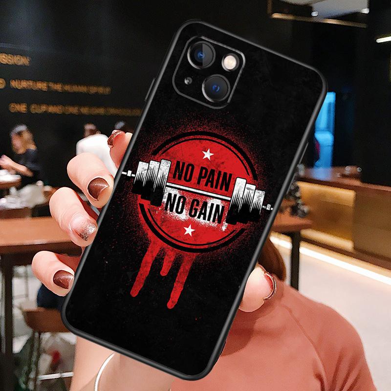 No Pain No Gain Fitnessstudio Fitness Handyhülle Für iPhone 16 Pro Max 15 14 12 11 13 Pro Max Plus 12 13 Mini XR 16e Hülle Silikon Cover