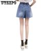 WTEMPO Jeans-Shorts für Damen, Sommer, hohe Taille, locker, atmungsaktiv, weite Beinhose