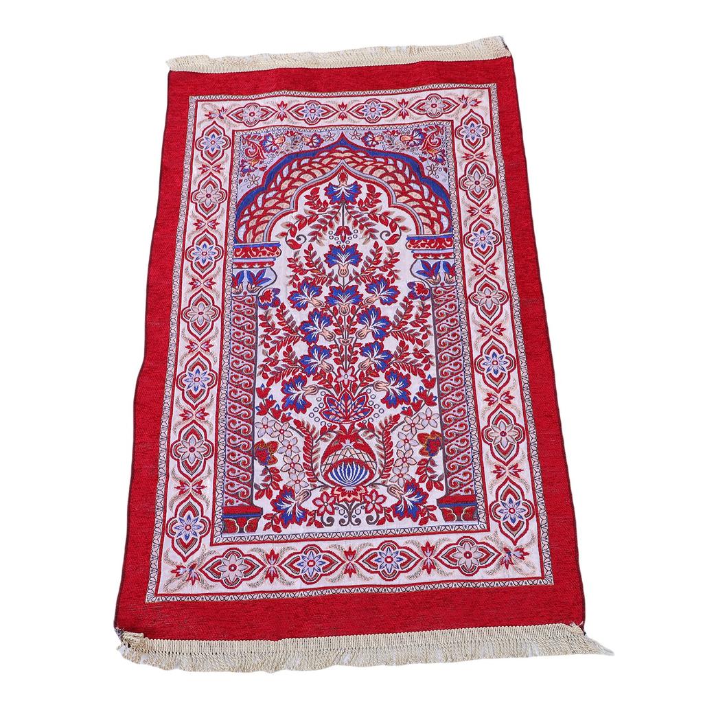 Pray Rug Thick Soft Embroidered Praying Mat with Tassel for Women Men Children Meditation