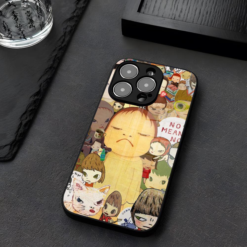 Y-Yoshitomo N-Nara Art Phone Case Glass For IPhone 12 17 15 14 13 16 11 Pro XS Max Plus Mini X XR E2020 Tempered Coque