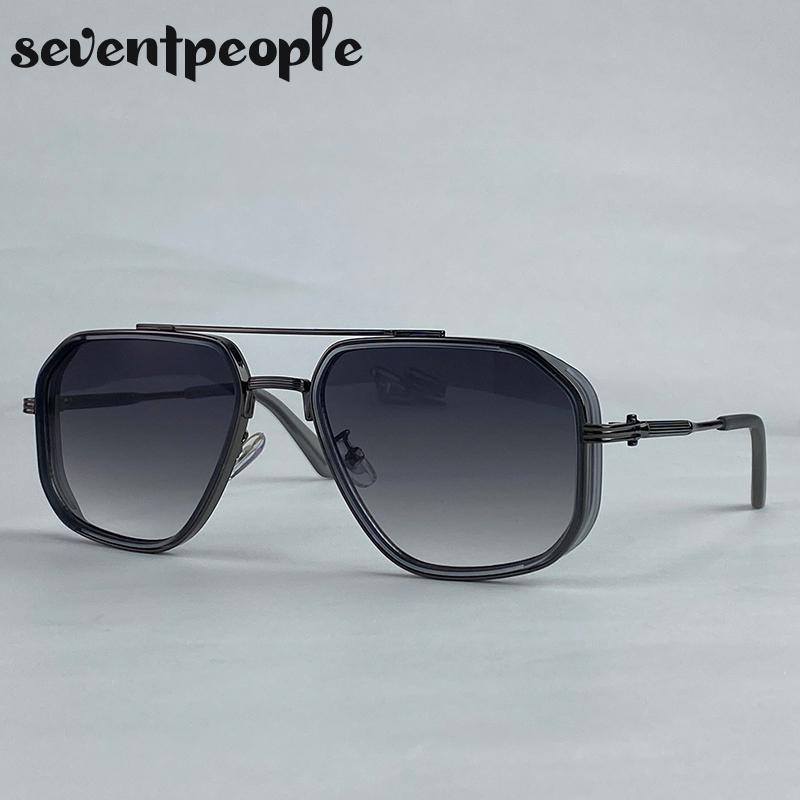 Oversized Square Steampunk Sunglasses Men  Luxury Brand Vintage Metal Frame Double Beam Sun Glasses For Male Driving Shades