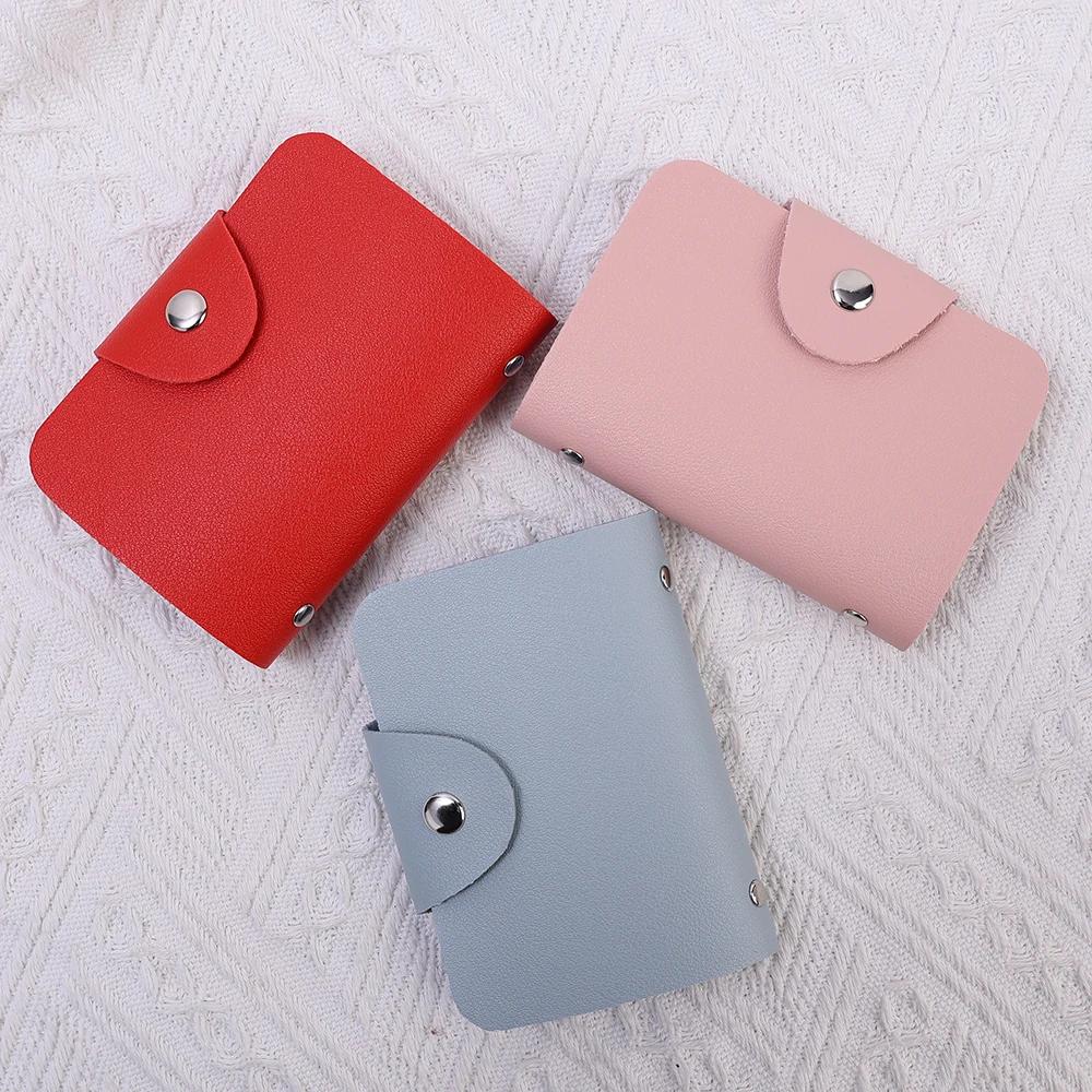 Nouveau Porte-Cartes pour Embouts à 24 Emplacements Sac Simple Couleur Unie Pochette pour Femmes Hommes Organisateur de Cartes de Crédit ID Portefeuille Porte-Cartes en Cuir