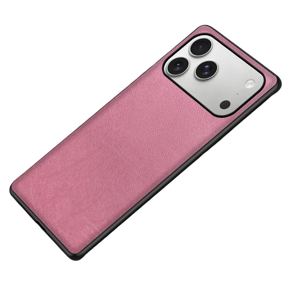 For iPhone 17 Pro Max Case Silk-Textured PU Leather Coated PC TPU Protective Phone Back Cover