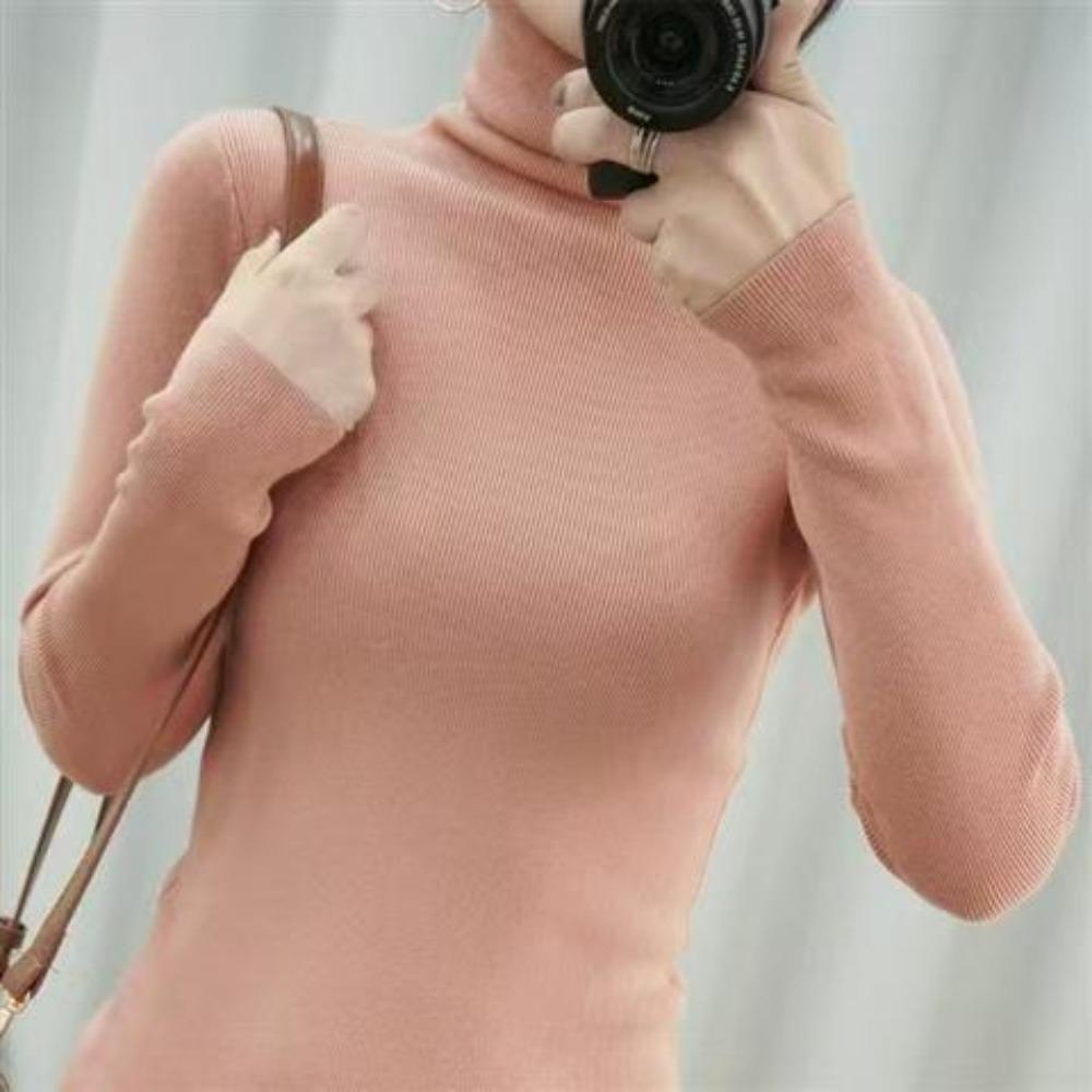 A New Large-sized Women's Sweater for Autumn and Winter, Featuring A High-neck Base Layer and Long-sleeved Knitted Sweater