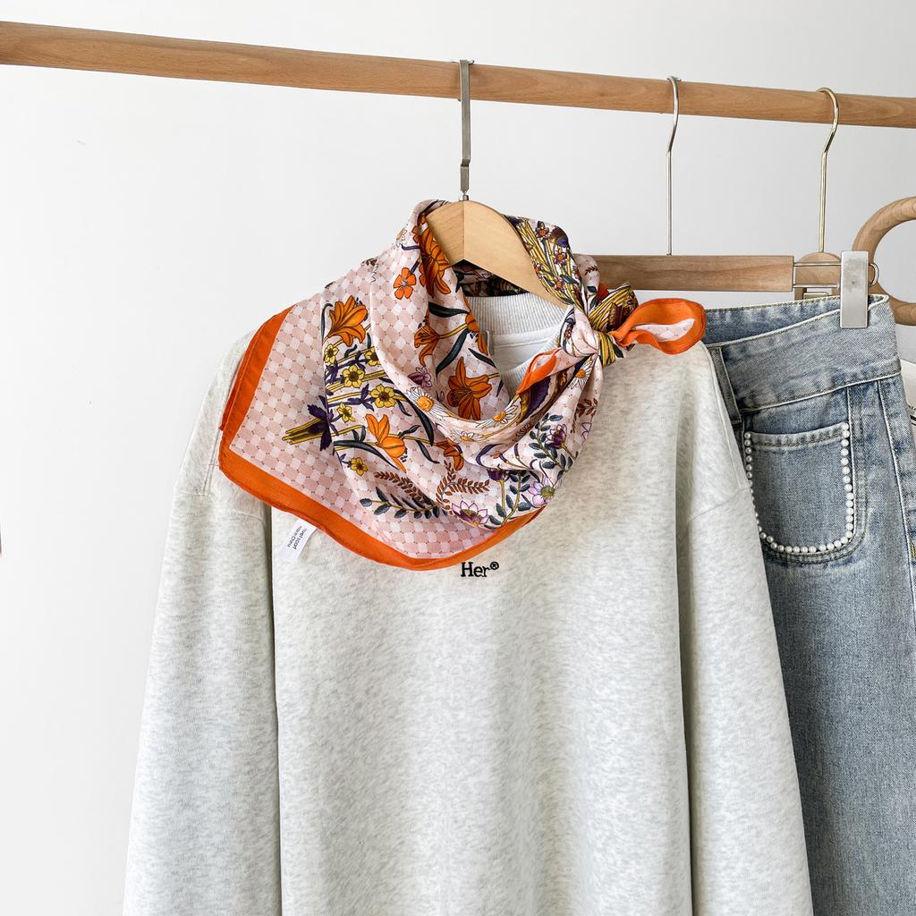 Spring And Summer Satin Long Scarf For Women Sunscreen Shawl Fashionable Beauty Scene Satin Long Scarf Versatile Travel Scarf