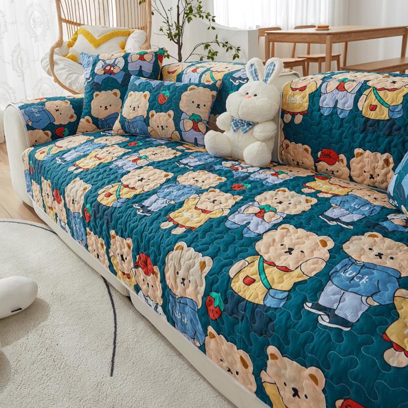 Plaid Sofa Cushion Four Seasons Universal Non-Slip Simple Modern All-Inclusive Anti-Scratching Cute Cushion Set Cover Cloth