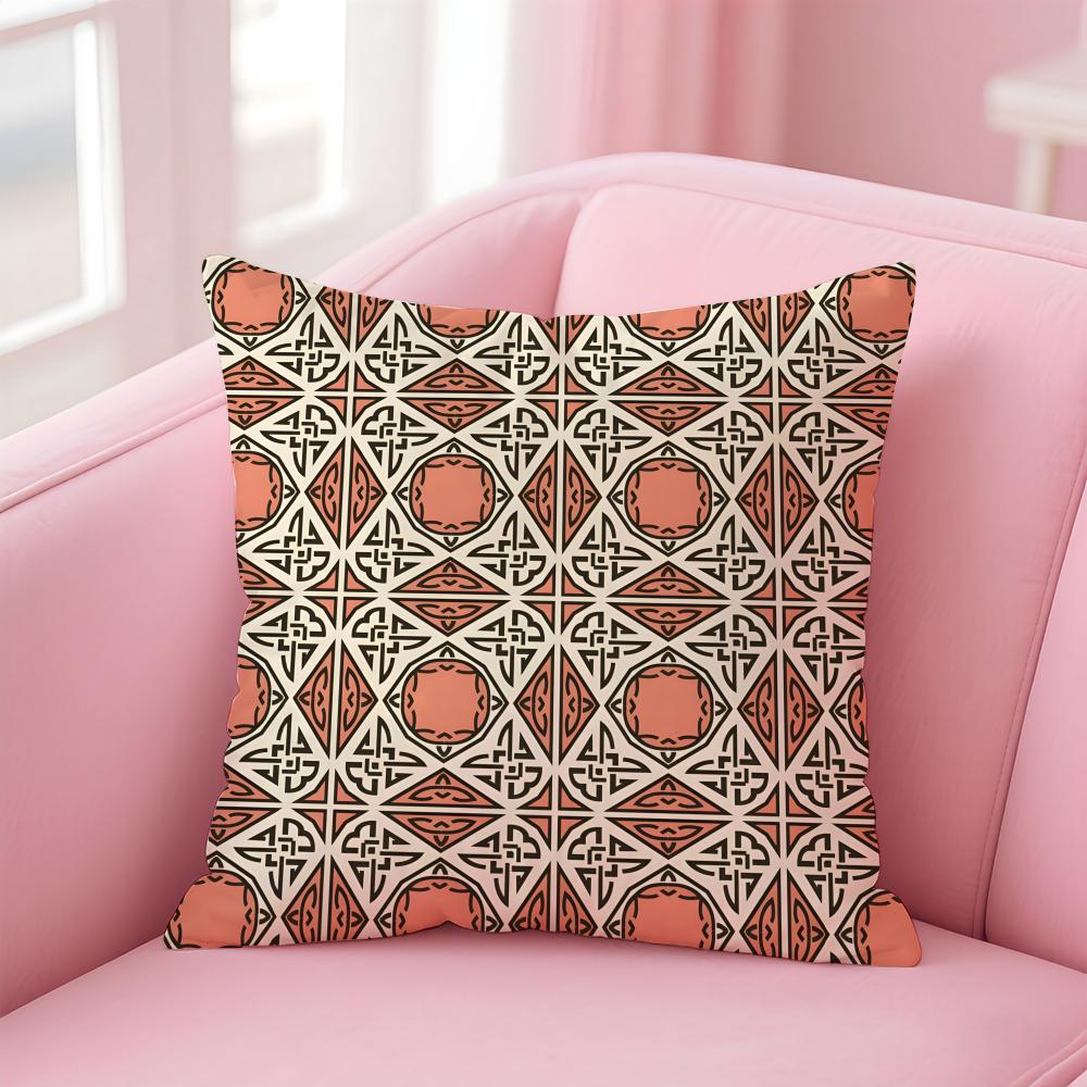Chinese-Style Copper Coin With Circular Patterns Cushion Cover Linen Cushion Cover Soft Decorative Case For Sofa Home Decor