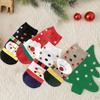 4 Pairs Breathable Fashion Ankle Socks Holiday Chrismas Short Sock Snowman Elk Pattern Low Crew