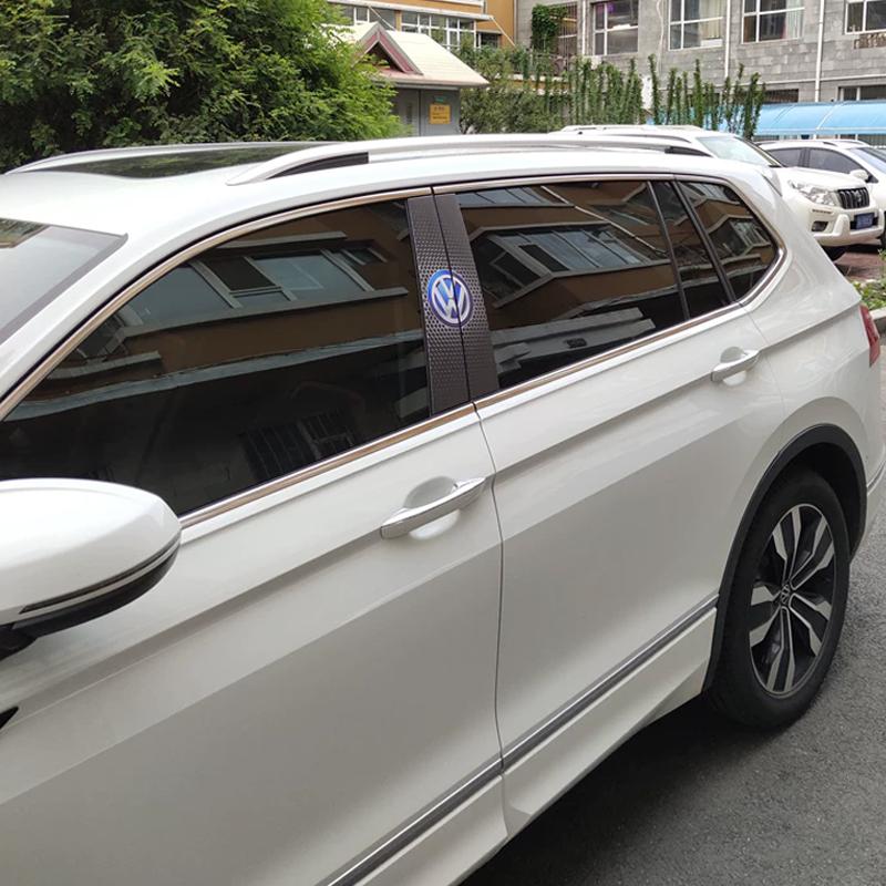 For VOLKSWAGEN VW 2Pcs Car Center Pillar Sticker Auto Logo Decorative Accessories For Volkswagen Tiguan Passat Golf Polo Touareg
