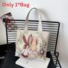 Embroidered Canvas Tote Bag For Women With Zip Closure For Daily Use