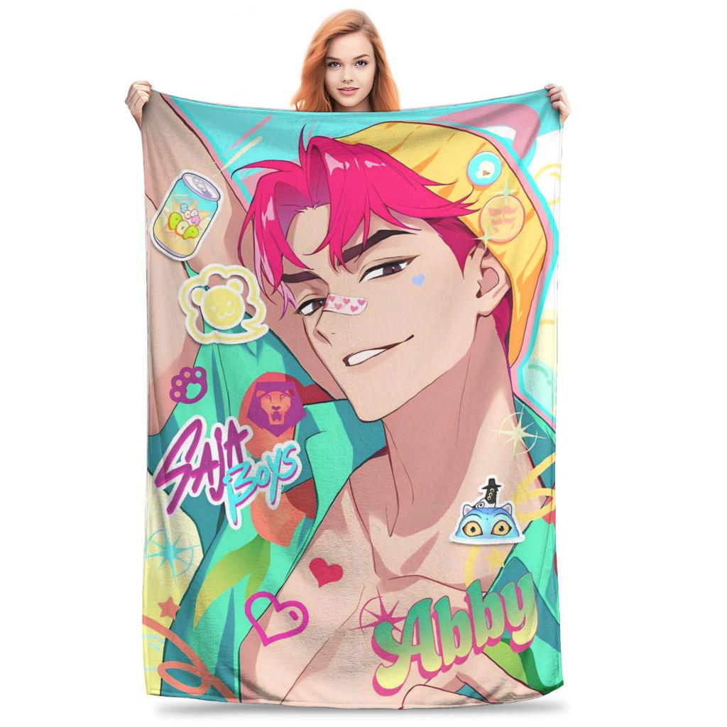 Saja Boys Abby Plush Blankets Girl Kpop Demon Hunter Flannel Throw Blanket For Home Decor Super Warm Design Quality Bedspread