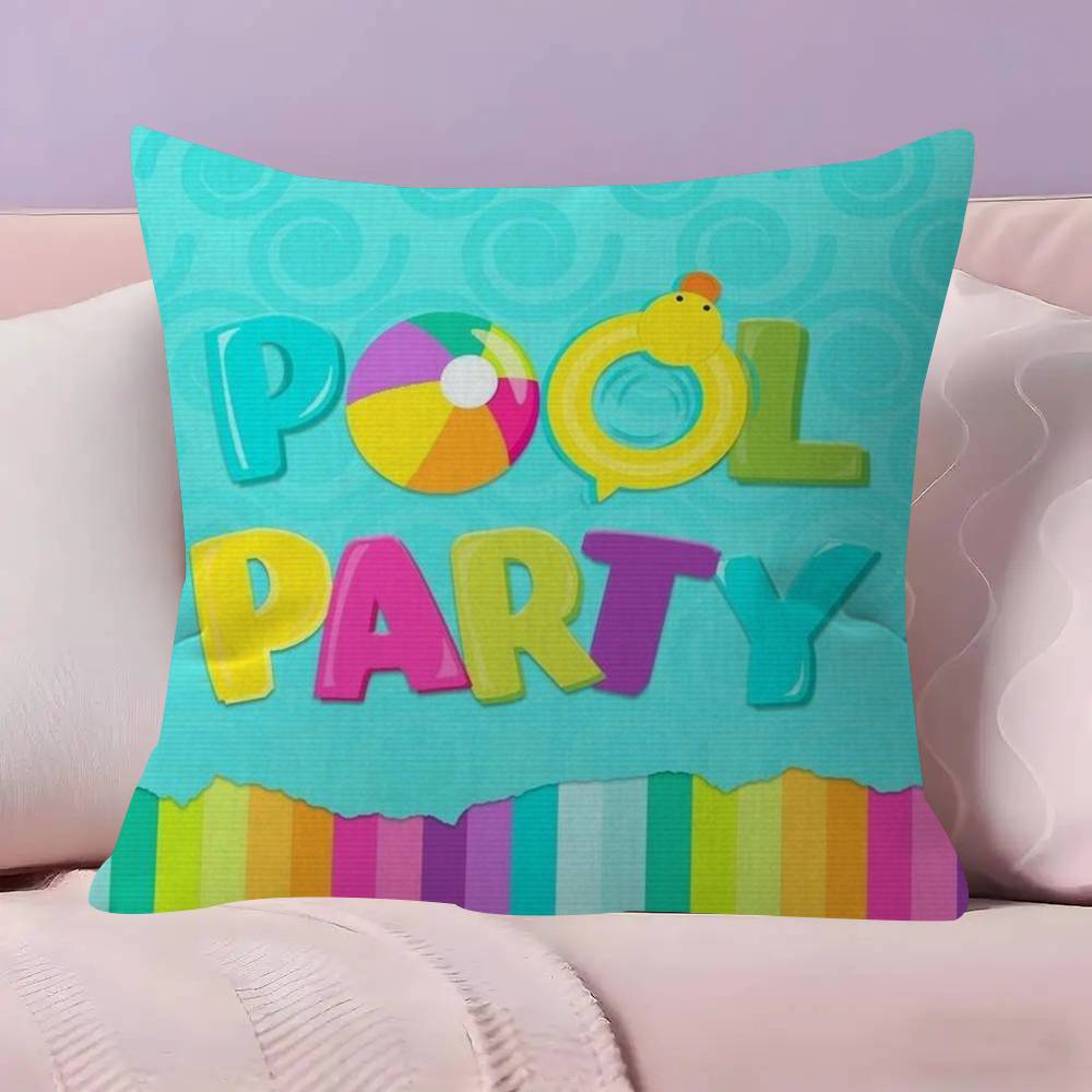 Summer Pool Party   Cushion Cover Pillowcase Upholstery Sofa Throw Pillow Home Decor Pillowcas