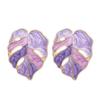 Colorful Geometric Metal Leaf Earrings - Exaggerated Hollow Design