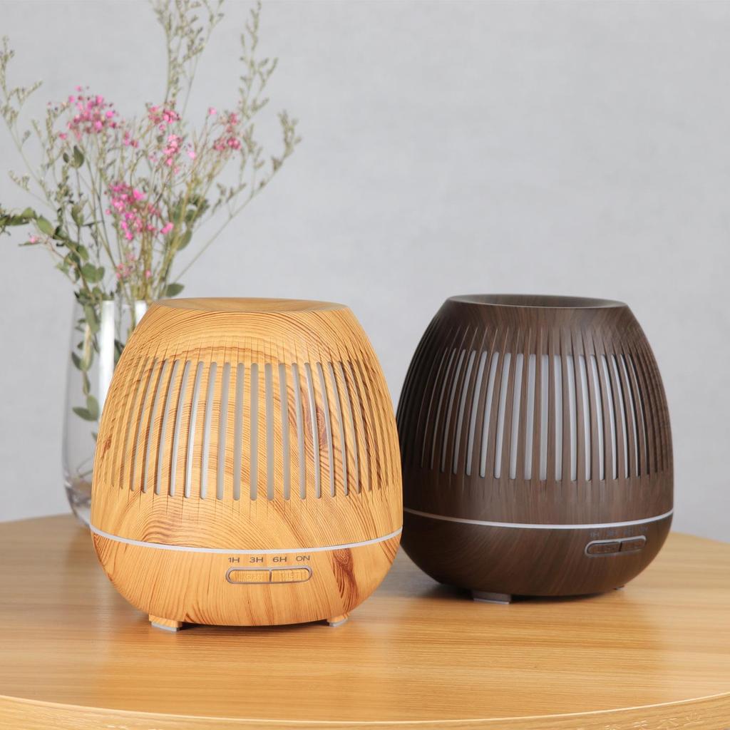 500ml Wood Grain Aromatherapy Diffuser & USB Humidifier - Large Capacity, Retro Design